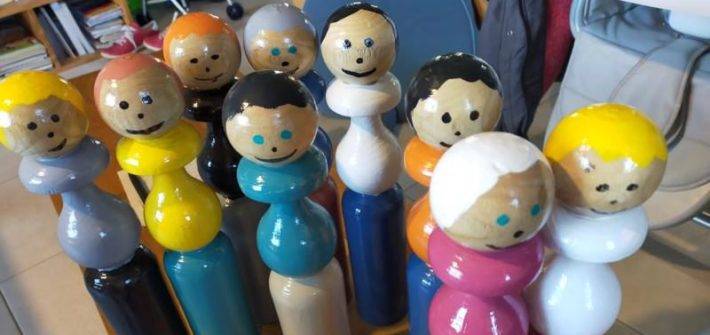 Quilles bois à rénover personnage enfants