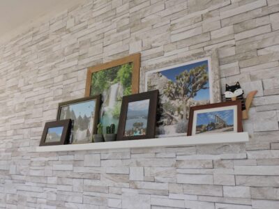 Tablette déco tablette cadres pose mur idée déco